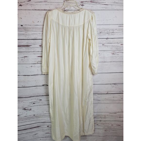 Vtg Neiman Marcus Bert Yelin Ivory Long Sleeve Nightgown Women's Size Medium - Picture 11 of 16